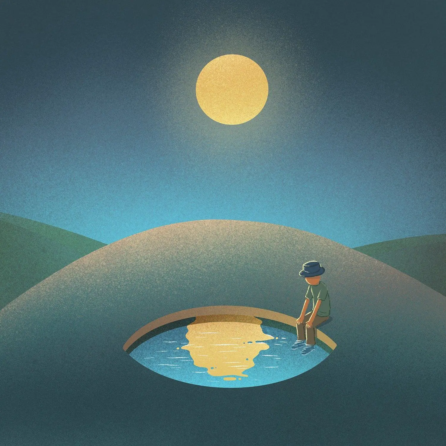 Ergotherapie Altstadt Spandau, Illustration einer Person, die nachts in der Wüste sitzt